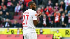 Cologne striker Anthony Modeste scored twice in Sunday's 2-2 draw at home to Bayer Leverkusen