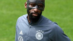 Germany's Chelsea Antonio Ruediger will wear a mask against France on Tuesday to protect a facial injury