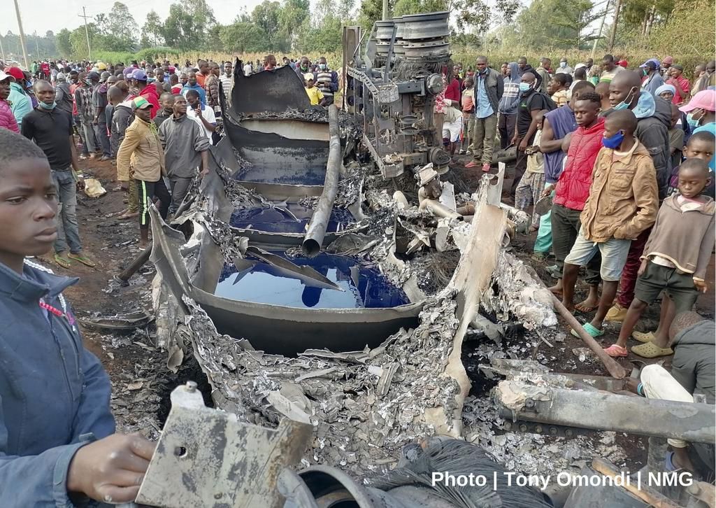 Aftermath after a fuel tanker exploded killing 13 people in Siaya