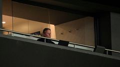 Lonely life: Barcelona coach Ronald Koeman looks on from the stands