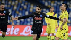 Two of a kind: Napoli's Lorenzo Insigne celebrates after scoring a second penalty