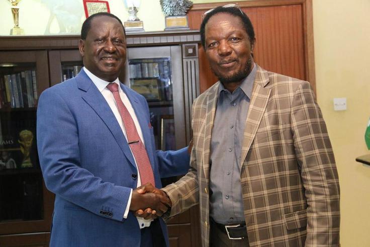 ODM National Treasurer Timothy Bosire and ODM Party Leader  Raila Odinga
