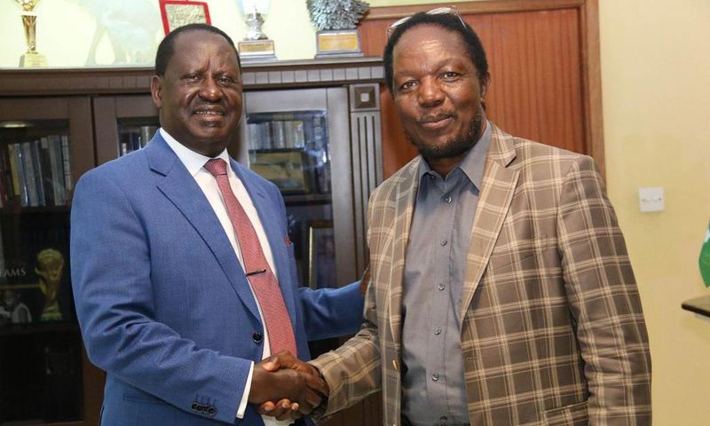 ODM National Treasurer Timothy Bosire and ODM Party Leader  Raila Odinga