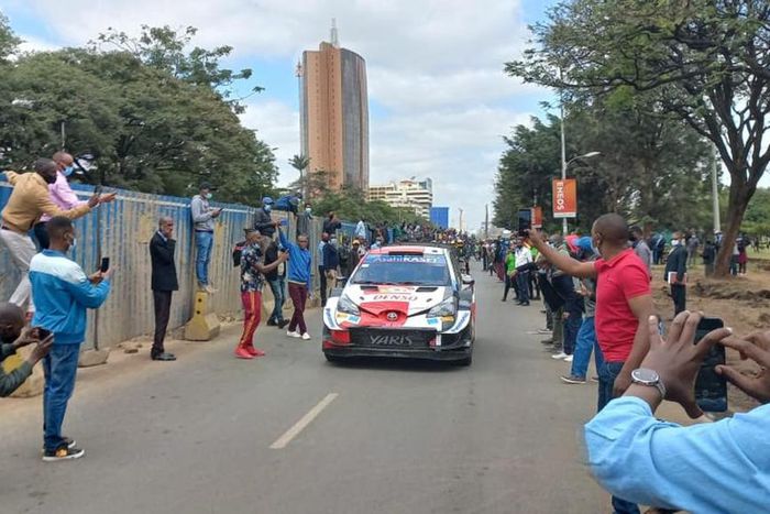Rally fans at Uhuru Park in Kenya's capital Nairobi during World Rally Championship Safari Rally on June 24, 2021
