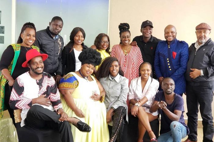 The cast of Papa Shirandula celebrating the death anniversary of Charles Bukeko