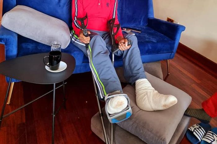 Gatundu South MP Moses Kuria at the Karen Hospital where he has been receiving treatment for severe burns