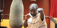 Kenyan Olympian Steve Thega displays his boxing skills Photo by Daily Nation