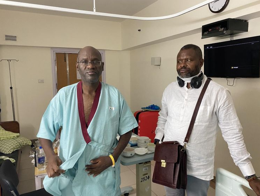 Radio Jambo presenter Jacob "Ghost" Mulee with his brother in a past hospital stay