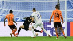 Karim Benzema scored twice in Real Madrid's Champions League win over Shakhtar Donetsk