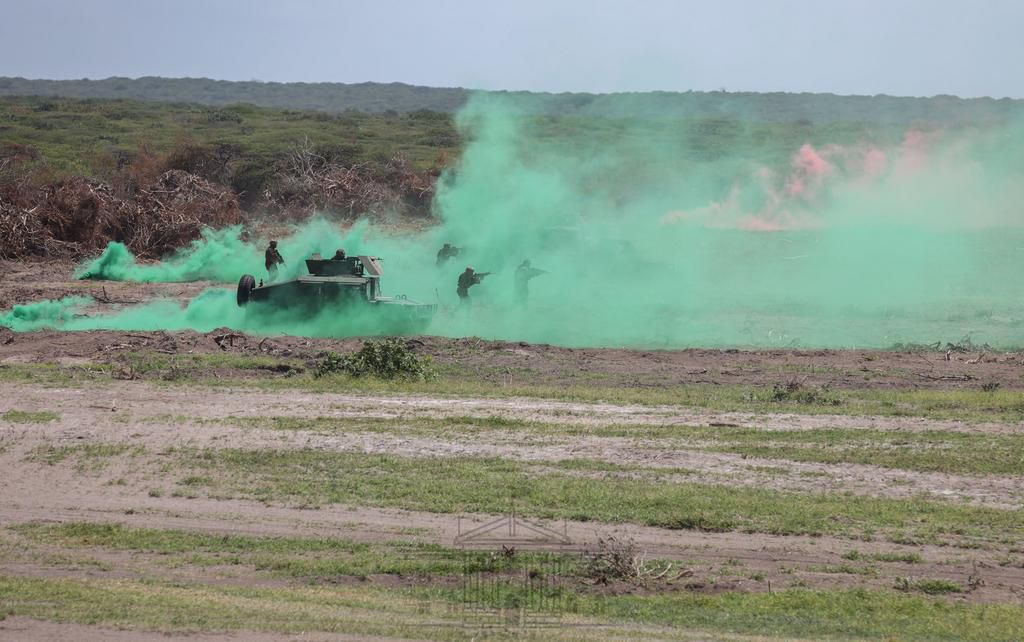 Kenyan security officers undertaking a joint operational training in Boni Forest, Lamu County