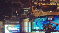 File image of an NTV set before a prime time bulletin