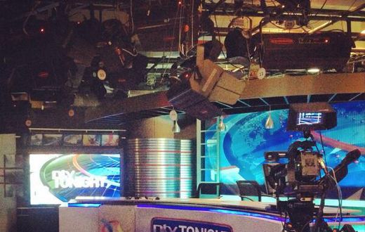 File image of an NTV set before a prime time bulletin