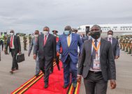 Uhuru arrives in Uganda for Museveni's Swearing in