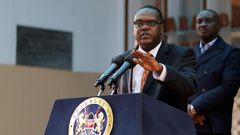 Kenya's Sports Minister Hassan Wario addresses a news conference on the World Anti-Doping Agency (WADA) recommendations that judged Kenya as non-compliant with the WADA code, in the capital Nairobi, May 13, 2016.