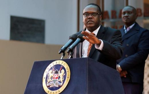 Kenya's Sports Minister Hassan Wario addresses a news conference on the World Anti-Doping Agency (WADA) recommendations that judged Kenya as non-compliant with the WADA code, in the capital Nairobi, May 13, 2016.