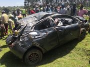 The wreckage that is left of Patrick Matasi's car after the accident