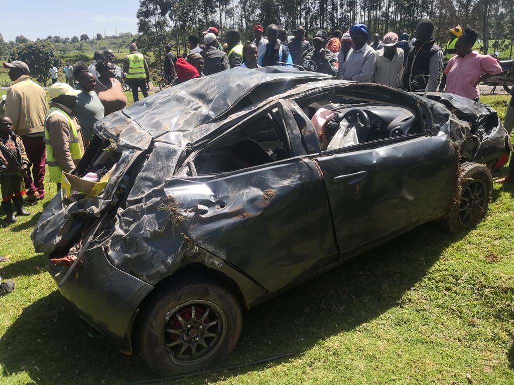 The wreckage that is left of Patrick Matasi's car after the accident