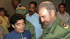 Maradona with Fidel Castro in 2005. A photograph of the pair was sold for $1,600 to a buyer in Dubai
