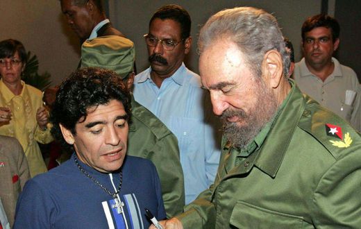Maradona with Fidel Castro in 2005. A photograph of the pair was sold for $1,600 to a buyer in Dubai