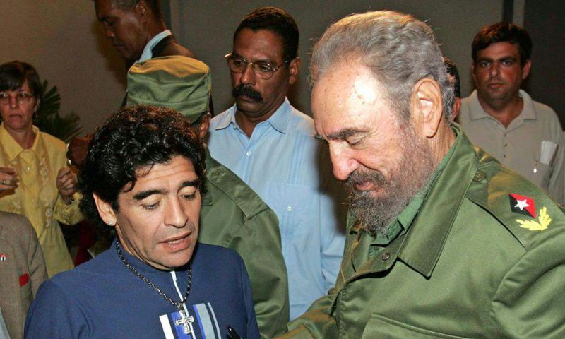 Maradona with Fidel Castro in 2005. A photograph of the pair was sold for $1,600 to a buyer in Dubai