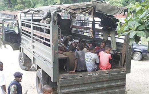 Police at a past arrest in Kisauni