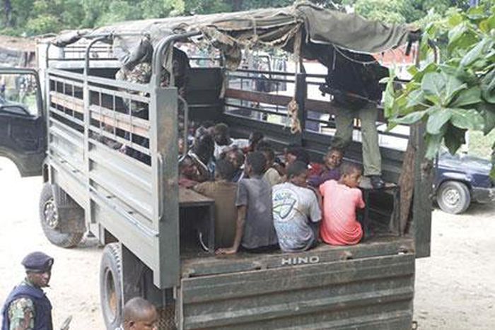 Police at a past arrest in Kisauni