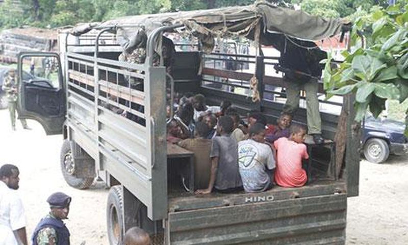 Police at a past arrest in Kisauni