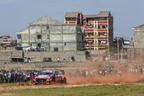 Ott Tanak of Estonia and Martin Jarveoja of Estonia compete with their Hyundai Shell Mobis WRT Hyundai i20 Coupe WRC during Day One of the FIA World Rally Championship Kenya on June 24, 2021 in Nairobi, Kenya. (Photo by Massimo Bettiol/Getty Images)