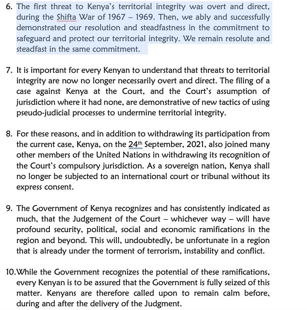 The  Statement on Kenya;s withdrawal from ICJ