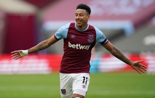 West Ham midfielder Jesse Lingard celebrates scoring against Leicester