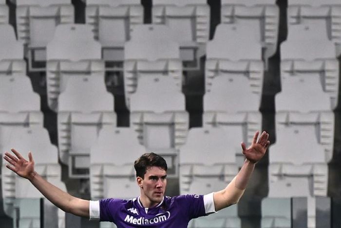 Fiorentina's Serbian forward Dusan Vlahovic scored a first-half hat-trick