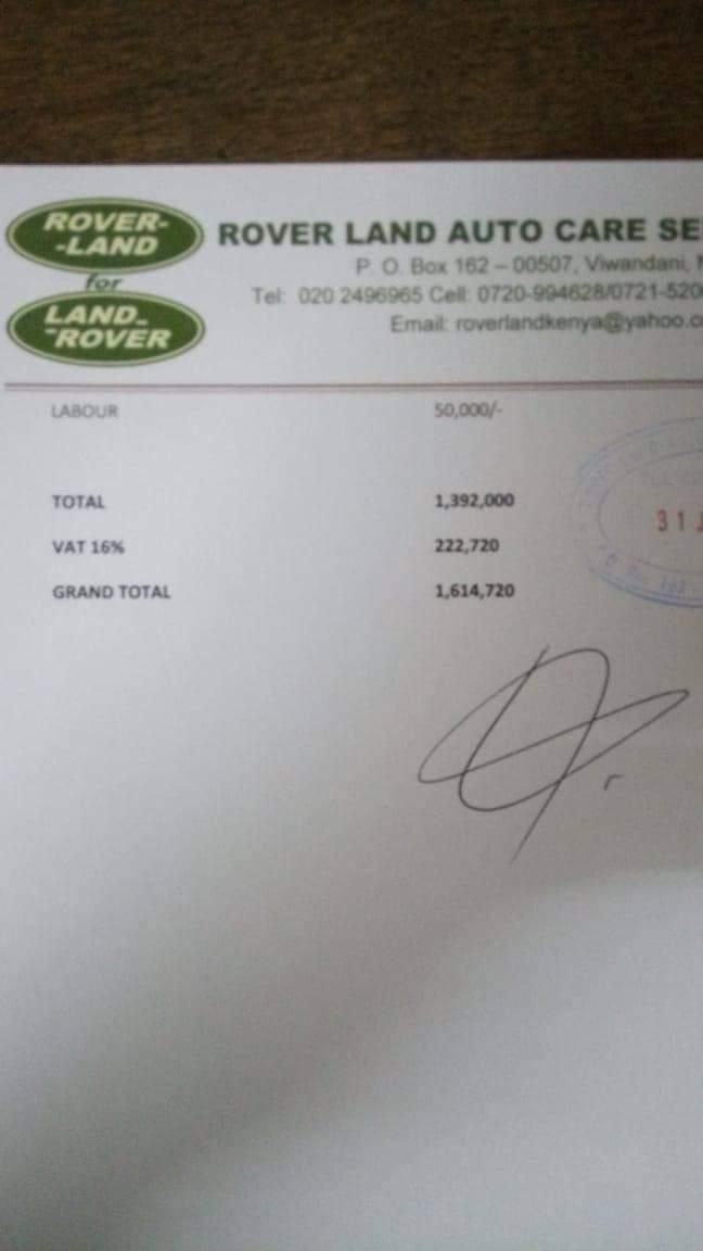 A Range Rover repair bill