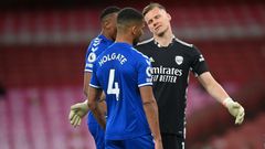 Howler: Arsenal goalkeeper Bernd Leno at the end of the game