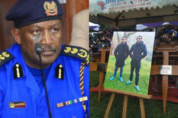 Inspector General of Police Hillary Mutyambai and the Kianjokoma brothers
