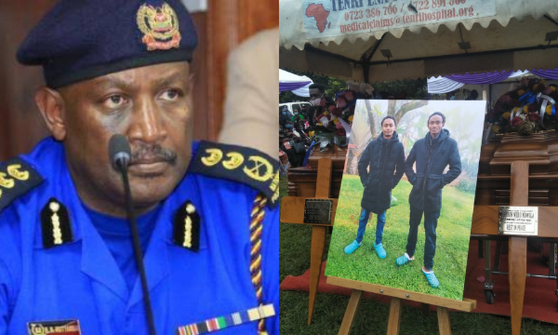 Inspector General of Police Hillary Mutyambai and the Kianjokoma brothers