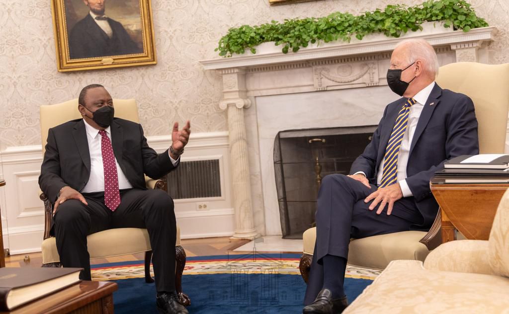 President Uhuru Kenyatta with President Joe Biden at the White House