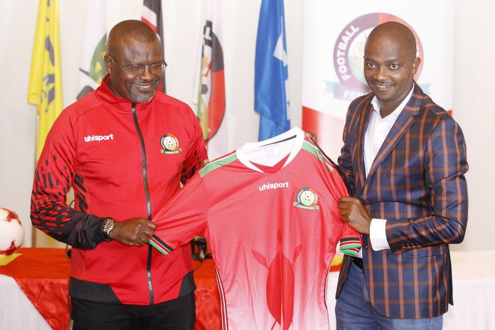 FKF Boss Nick Mwendwa with New Coach Jacob Mulee