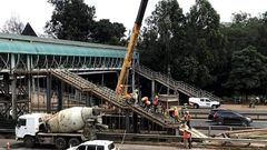 Construction of a BRT station along Thika Superhighway
