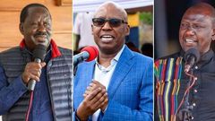 Former Prime Minister Raila Odinga, businessman Jimi Wanjigi and Deputy President William Ruto