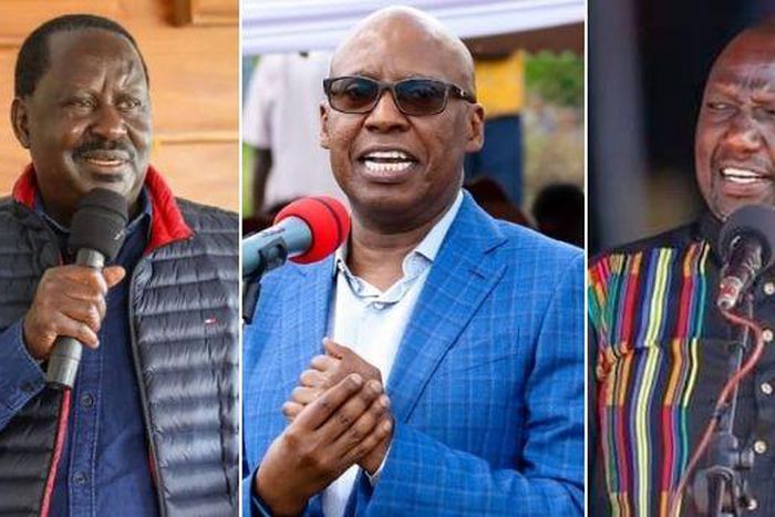 Former Prime Minister Raila Odinga, businessman Jimi Wanjigi and Deputy President William Ruto