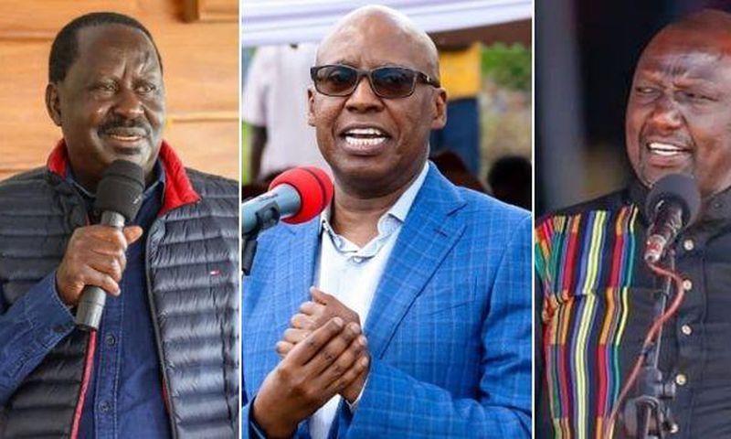Former Prime Minister Raila Odinga, businessman Jimi Wanjigi and Deputy President William Ruto