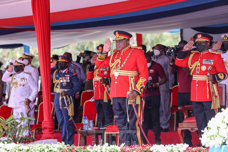 President Uhuru Kenyatta presides over Presentation of Presidential and Regimental Colour Ceremony at the Kenya Navy Base, Manda Bay in Lamu County.