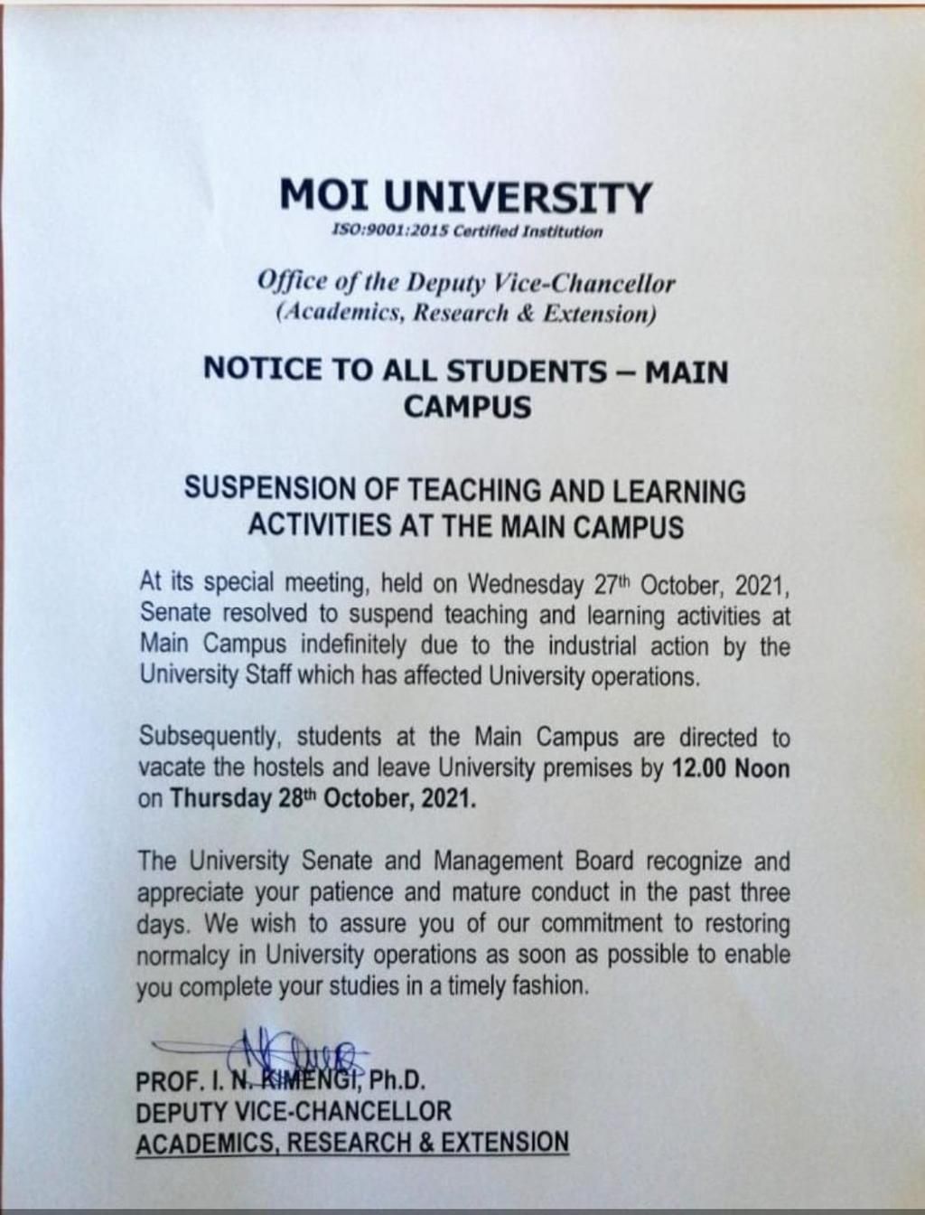Moi University closed indefinitely