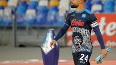 Naples-born Lorenzo Insigne wearing Napoli's special kit honouring Maradona earlier this month