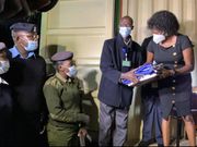 TSC CEO Nancy Macharia supervises distribution of KCPE 2020 examination materials at the KNEC Kisumu Container