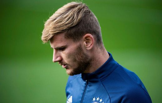 Timo Werner trains with the Germany team in Hamburg on Wednesday