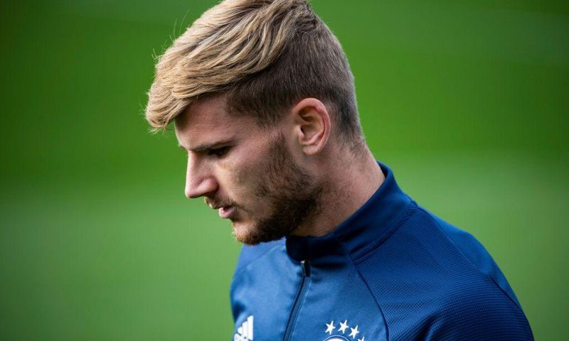 Timo Werner trains with the Germany team in Hamburg on Wednesday