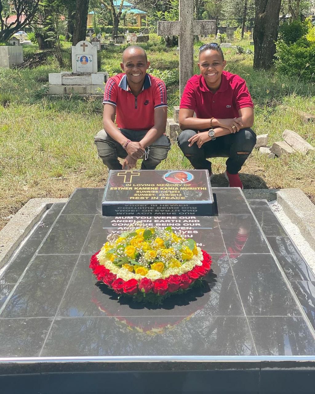 Makena with her Brother. Ex-BBC Journalist Makena Njeri pays heartfelt tribute to late mother on her 58th birthday (Photos)