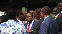 Businessman Chris Kirubi with President Uhuru Kenyatta and Mike Sonko