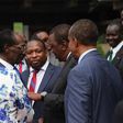 Businessman Chris Kirubi with President Uhuru Kenyatta and Mike Sonko
